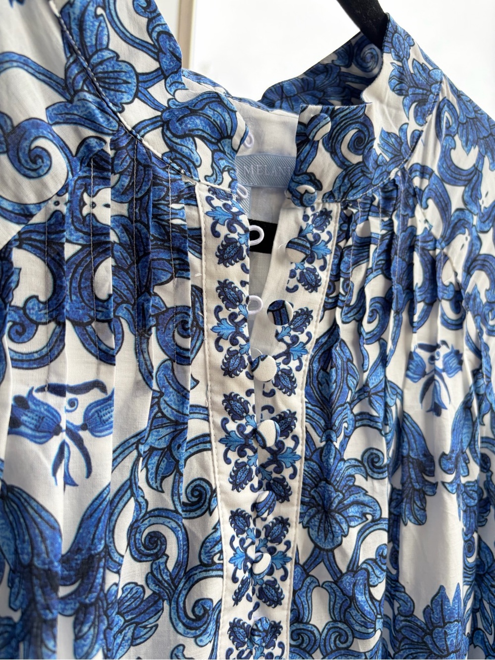 ππ«Antonio Melani Brynn BlueWhite Floral Mini Dress Belted Cotton Boho Chic Size4 - Picture 10 of 17
